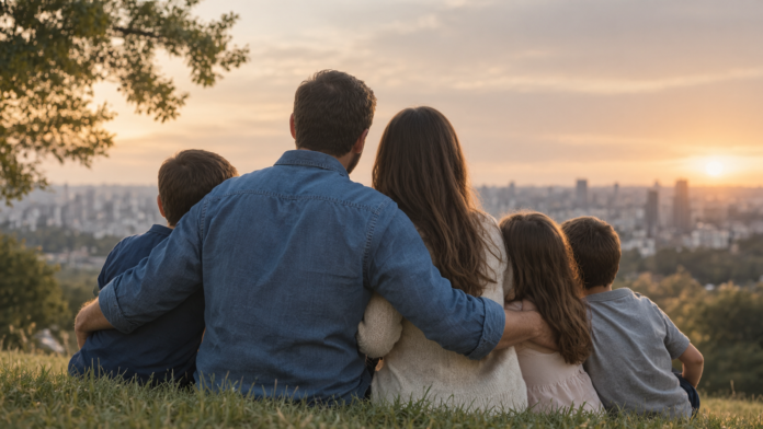 Golden Hour Family Embrace